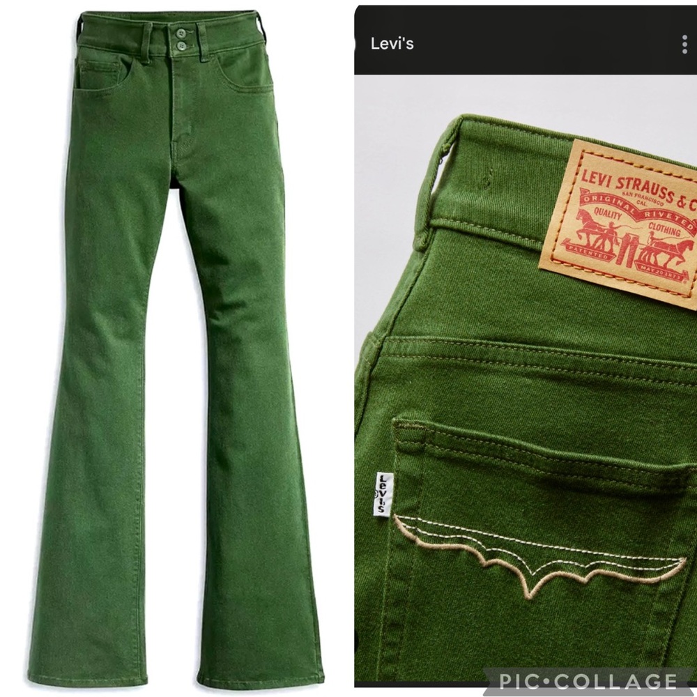 Levi's Western Flare 726 Green Jeans sz 25 X 30” inseam